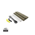 Tierra 2pcs straw and cutlery set in pouch - Image 2