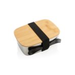 Kutija za ručak od nehrđajućeg čelika s poklopcem od bambusa i šporkom