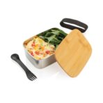 Stainless steel lunchbox with bamboo lid and spork - Slika 3