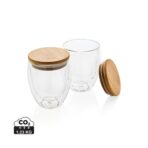 Double wall borosilicate glass with bamboo lid 250ml 2pc set - Slika 2