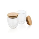 Double wall borosilicate glass with bamboo lid 250ml 2pc set