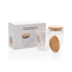 Double wall borosilicate glass with bamboo lid 250ml 2pc set - Slika 11