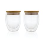 Double wall borosilicate glass with bamboo lid 250ml 2pc set - Slika 3