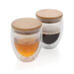 Double wall borosilicate glass with bamboo lid 250ml 2pc set - Slika 5