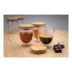 Double wall borosilicate glass with bamboo lid 250ml 2pc set - Slika 9