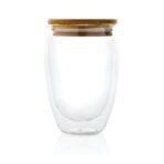 Double wall borosilicate glass with bamboo lid 350ml - Slika 3