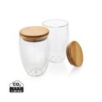 Double wall borosilicate glass with bamboo lid 350ml 2pc set - Slika 2