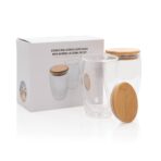 Double wall borosilicate glass with bamboo lid 350ml 2pc set - Slika 11