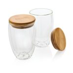 Double wall borosilicate glass with bamboo lid 350ml 2pc set - Slika 6