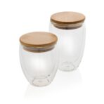 Double wall borosilicate glass with bamboo lid 350ml 2pc set - Slika 7