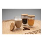 Double wall borosilicate glass with bamboo lid 350ml 2pc set - Slika 9