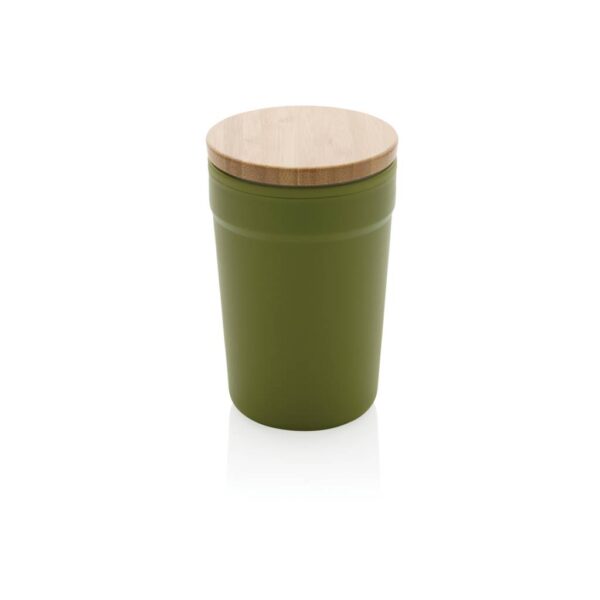 GRS certified recycled PP mug with bamboo lid