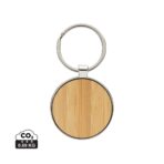 RCS recycled zinc alloy round keychain with bamboo - Slika 2