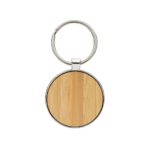 RCS recycled zinc alloy round keychain with bamboo