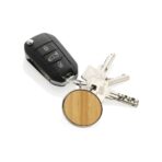 RCS recycled zinc alloy round keychain with bamboo - Slika 4
