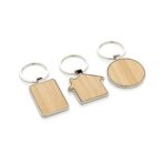 RCS recycled zinc alloy round keychain with bamboo - Slika 7