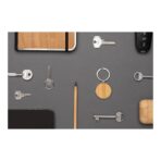RCS recycled zinc alloy round keychain with bamboo - Slika 8