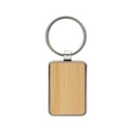 RCS recycled zinc alloy rectangle keychain with bamboo