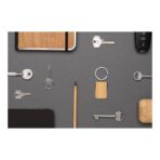 RCS recycled zinc alloy rectangle keychain with bamboo - Slika 8