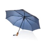 Kaycey 21" AWARE™ RPET mini automatski otvoreni kišobran od bagremovog drveta