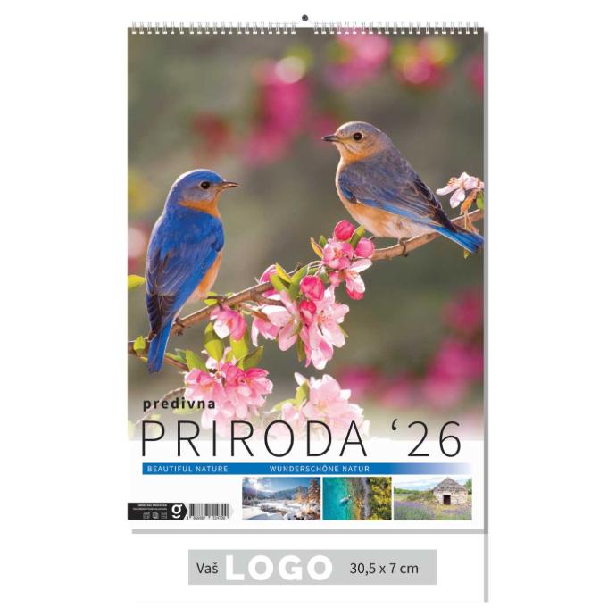 "PRIRODA" 13 list., dim: 30,5x50 cm, PVC vrećica, P/50, kalendar u boji