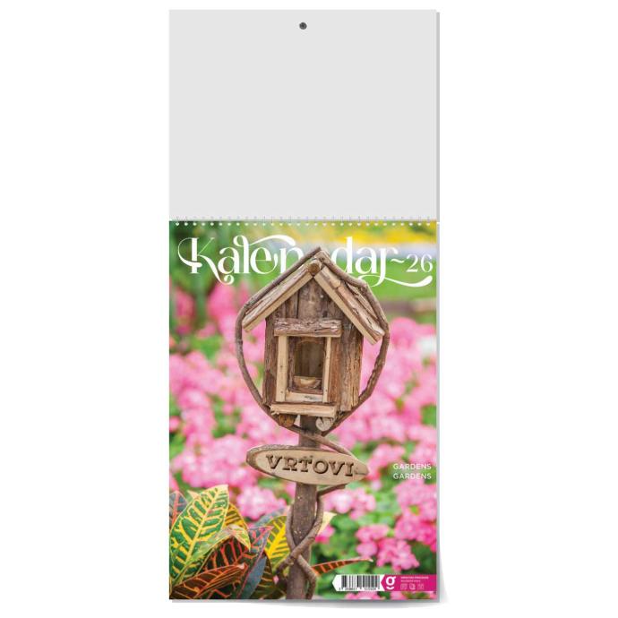 "VRTOVI" 13 list., dim: 24x53,5 cm, PVC vrećica, P/50, kalendar u boji "VRTOVI" 13 list., dim: 24x53,5 cm, PVC vrećica, P/50, kalendar u boji