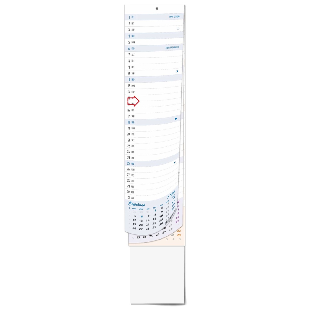 " Poslovni USKI zidni planer kalendar", 12 list., dim: 11x61,5 cm, PVC vrećica, pokazivač, P/100 " Poslovni USKI zidni planer kalendar", 12 list., dim: 11x61,5 cm, PVC vrećica, pokazivač, P/100