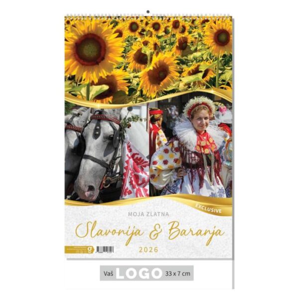 "MOJA ZLATNA SLAVONIJA i BARANJA" 13 list., dim: 33x55 cm, PVC vrećica, P/40, kolor kalendar