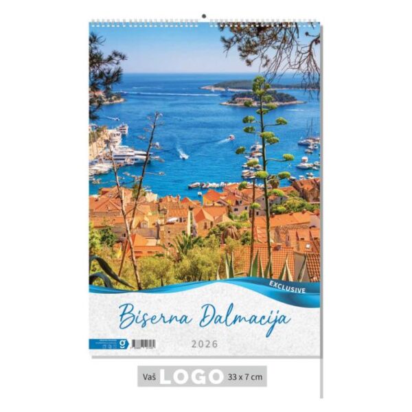 "BISERNA DALMACIJA" 13 list., dim: 33x55 cm, PVC vrećica, P/40, kalendar u boji