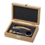 Stainless steel and bamboo wine set Leonie - Slika 6