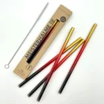 Ecotaste 4-piece drinking straw set, colored glass "Germany" in a 1-color printed cardboard box, incl. laser engraving