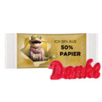 Trolli jelly gum single "danke", recycable paper white