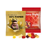 Mini bag 15g, compostable foil white, Trolli fruit juice jelly bears, 30% fruit juice