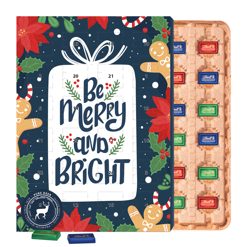 Brand wall advent calendar ECO, cardboard inlay, Lindt mini chocolate bars - Slika 2