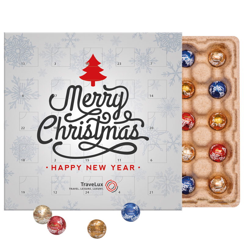 Mini chocolate ball advent calendar ECO, cardboard inlay, LINDOR mini chocolate balls - Slika 1