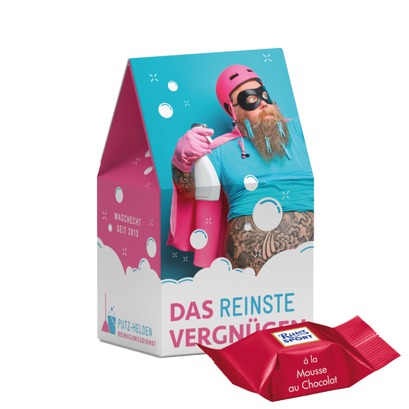 standbodenbox_ritter_sport_mousse_au_chocolat Stand- Up box, Ritter SPORT chocolate cubes double caramel - Image 1