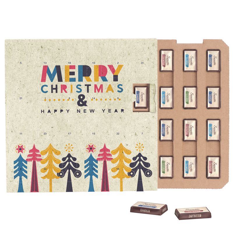 Mini bar advent calendar ECO, grass paper, cardboard inlay, Sarotti mini chocolate bars - Image 2