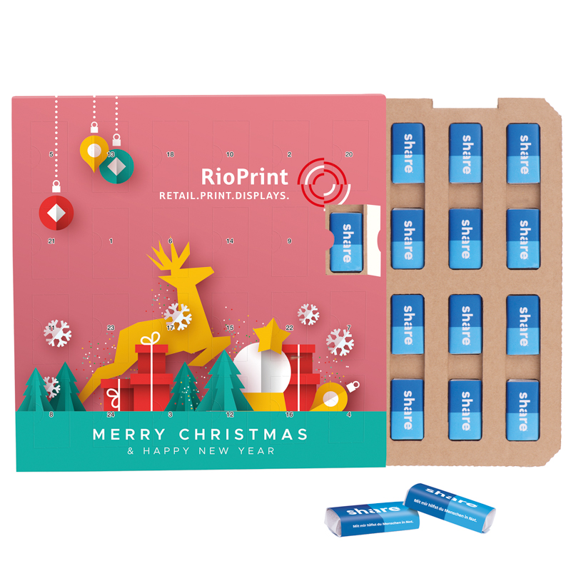 Mini bar advent calendar ECO, cardboard inlay, share mini chocolate bars - Image 2