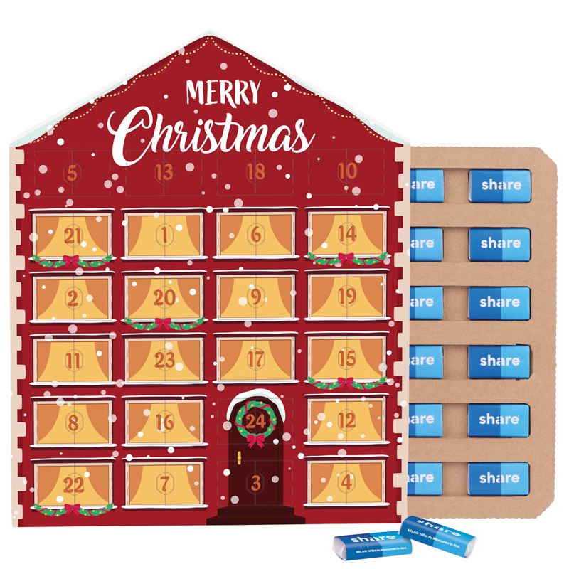 Mini bar advent calendar house ECO, cardboard inlay, share mini chocolate bars - Image 2