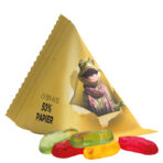 Jelly gums tetrahedron, white foil with approx. 50 % paper content, Trolli fruit jelly gums cars - Image 2