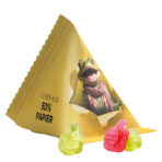 Jelly gums tetrahedron, white foil with approx. 50 % paper content, Trolli fruit jelly gums thumb - Image 2