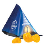 Jelly gums tetrahedron, white foil with approx. 50 % paper content, vitamin jelly gums