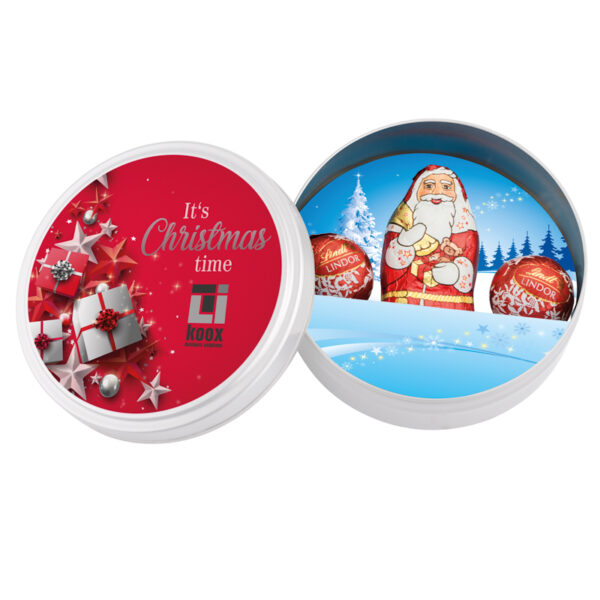 Božićna limena kutija, bijela, Lindt smjesa