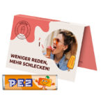 Promotion card, business card format, PEZ candy bar, orange - Image 2