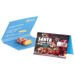Promotion card, business card format, mini chocolate santa claus