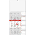 ""Poslovni SIVO CRVENI planer" trodjelni kalendar, 12 list., dim: 29,5x62cm, PVC vrećica, pokazivač, P/50