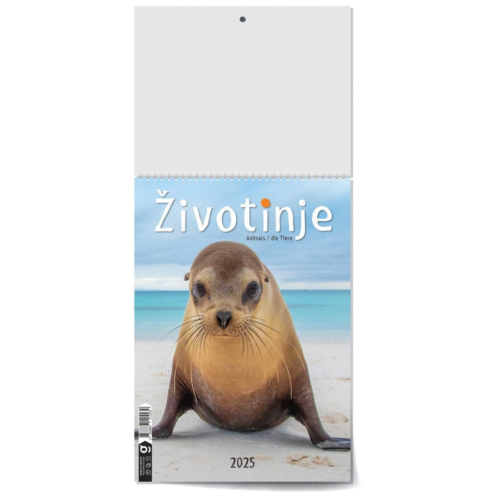 "ŽIVOTINJE" 13list., dim: 24x53,5 cm, PVC vrećica, P/50, color kalendar