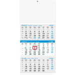 ""Poslovni PLAVI iz tri dijela" ljepljeni, trodjelni kalendar, 12 list., dim: 29,5x62cm, PVC vrećica, pokazivač, P/50