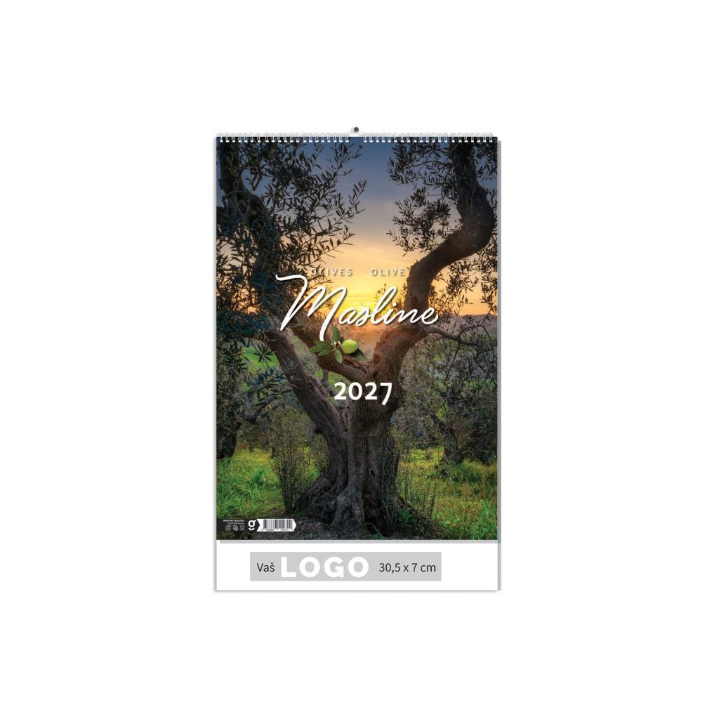 "MASLINE" 13 list., dim: 30,5x50 cm, PVC vrećica, P/50, color kalendar