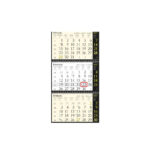 Kalendar trodjelni SIRIO "BLACK" crni, 3 dijela spirala(3X12L) 25X65CM,, pokazivač, vrećica